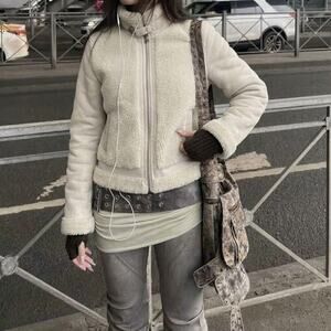 Maison Margiela Inspired High Neck Fur Jacket Subversive Grunge Archive Y2K